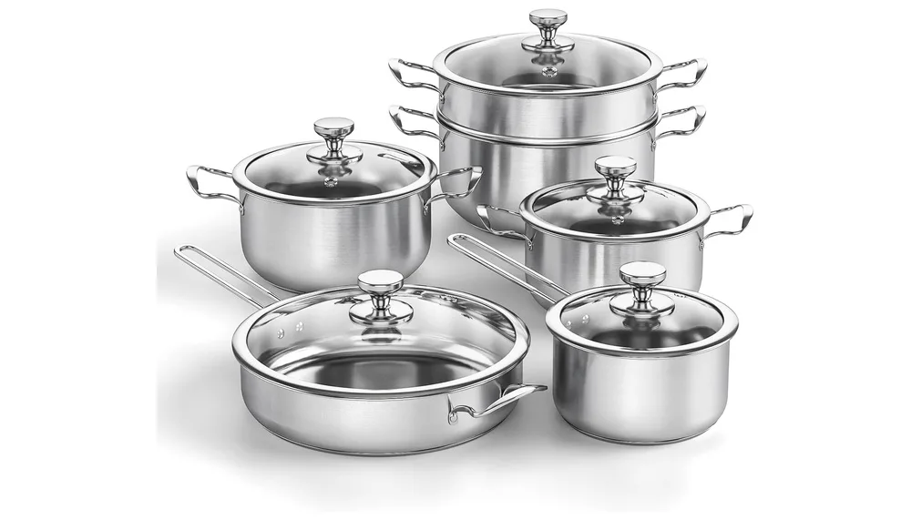 Batterie de cuisine inoxydable 11 pieces