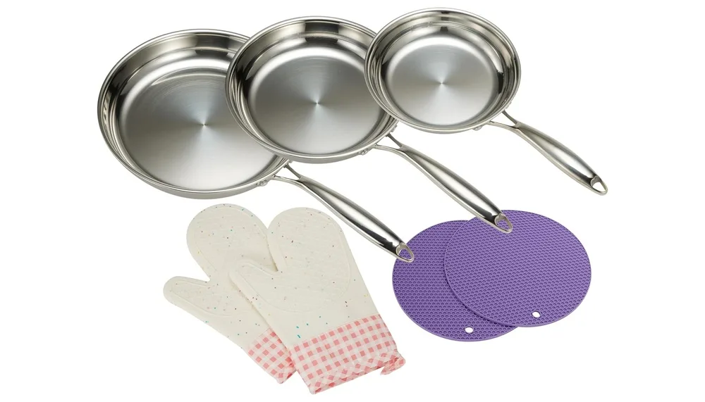 SanheKit Lot de 3 poeles a frire en acier inoxydable